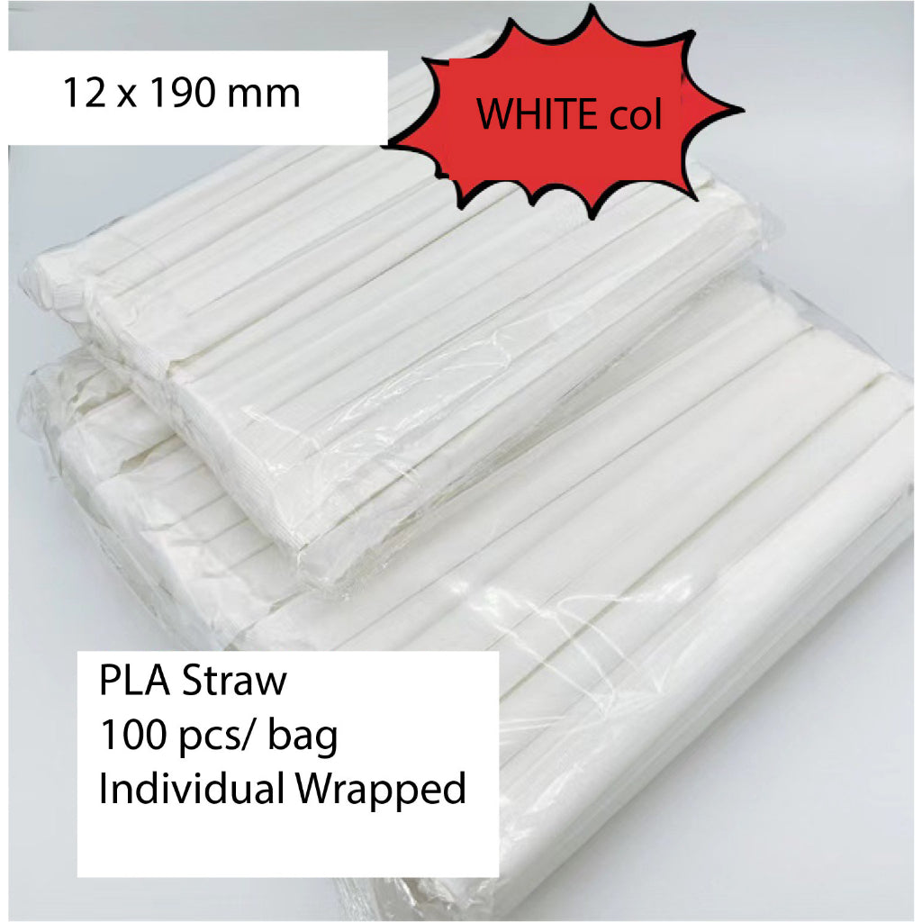 (READY STOCK)Coffee Boba Milk Tea Paper /PLA Straw Café Supplies 19 23cm Length ±100pcs/bag 0.6cm 1.2cm(Paper Wrapped)