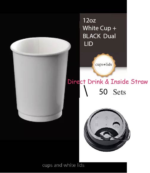 (Ready Stock)Coffee Tea Paper Cup High End Double Wall Heat Insulation Disposable With Lid 8oz 12oz 16oz(±50pcs/bag))