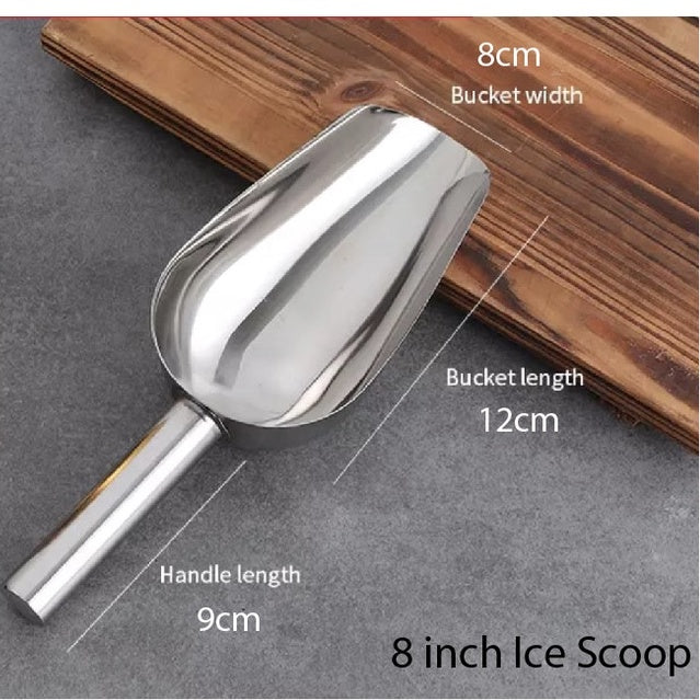 (Ready Stock)Ice Cube Scoop Food Scoop For Flour Rice Spice Stainless Steel 9/12 inch Kitchen Utensil Shovel