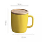 (Ready Stock)Coffee Tea Milk Water Mug With Wood Lid Nordics Ins Ceramic Design 400ml Capacity