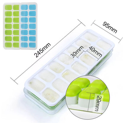 (Ready Stock)Silicone Ice Cube Tray Mold With Clear Cover Popsicle Kitchen Mould Fruit Maker Freezer