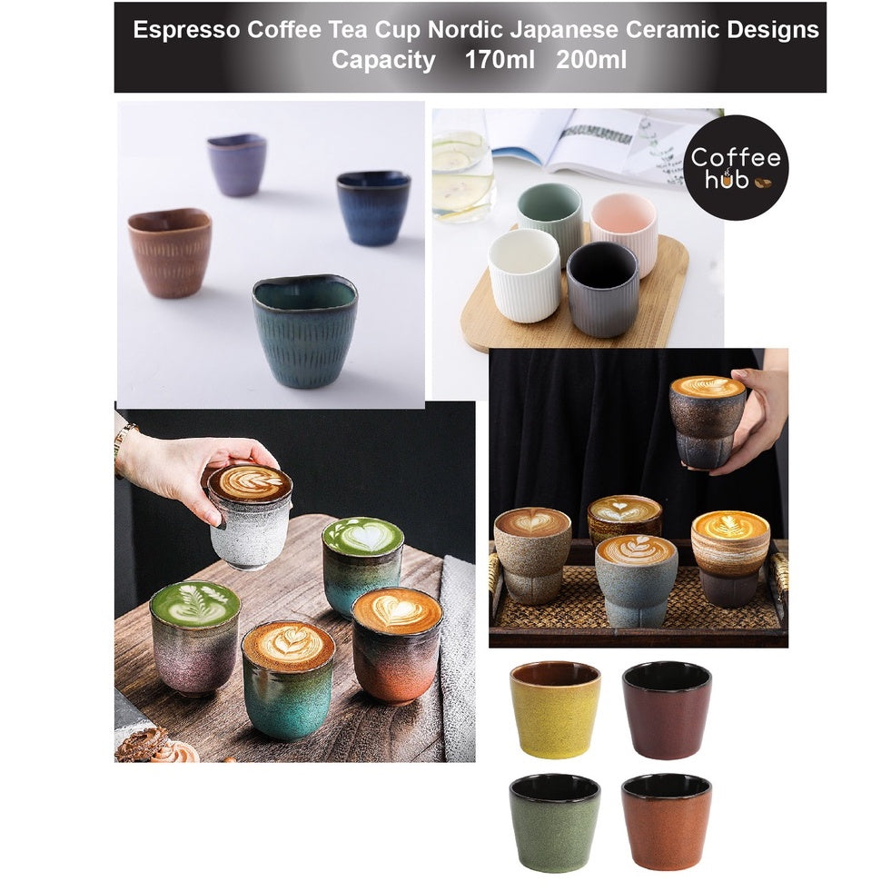 (Ready Stock)Espresso Coffee Tea Ceramic Underglaze Cup Mug Pottery Japanese Retro Style 170ml - 200ml