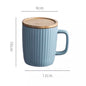 (Ready Stock)Coffee Tea Milk Water Mug With Wood Lid Nordics Ins Ceramic Design 400ml Capacity