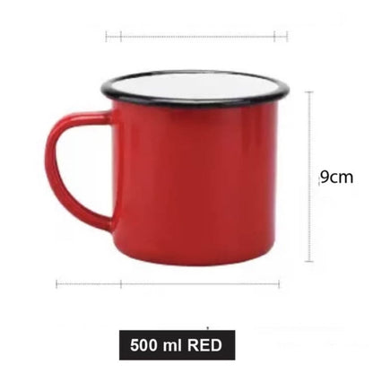 (Ready Stock)Espresso Coffee Tea Mug Enamel Nostalgic Retro Style Lightweight Outdoor 350ml 500ml