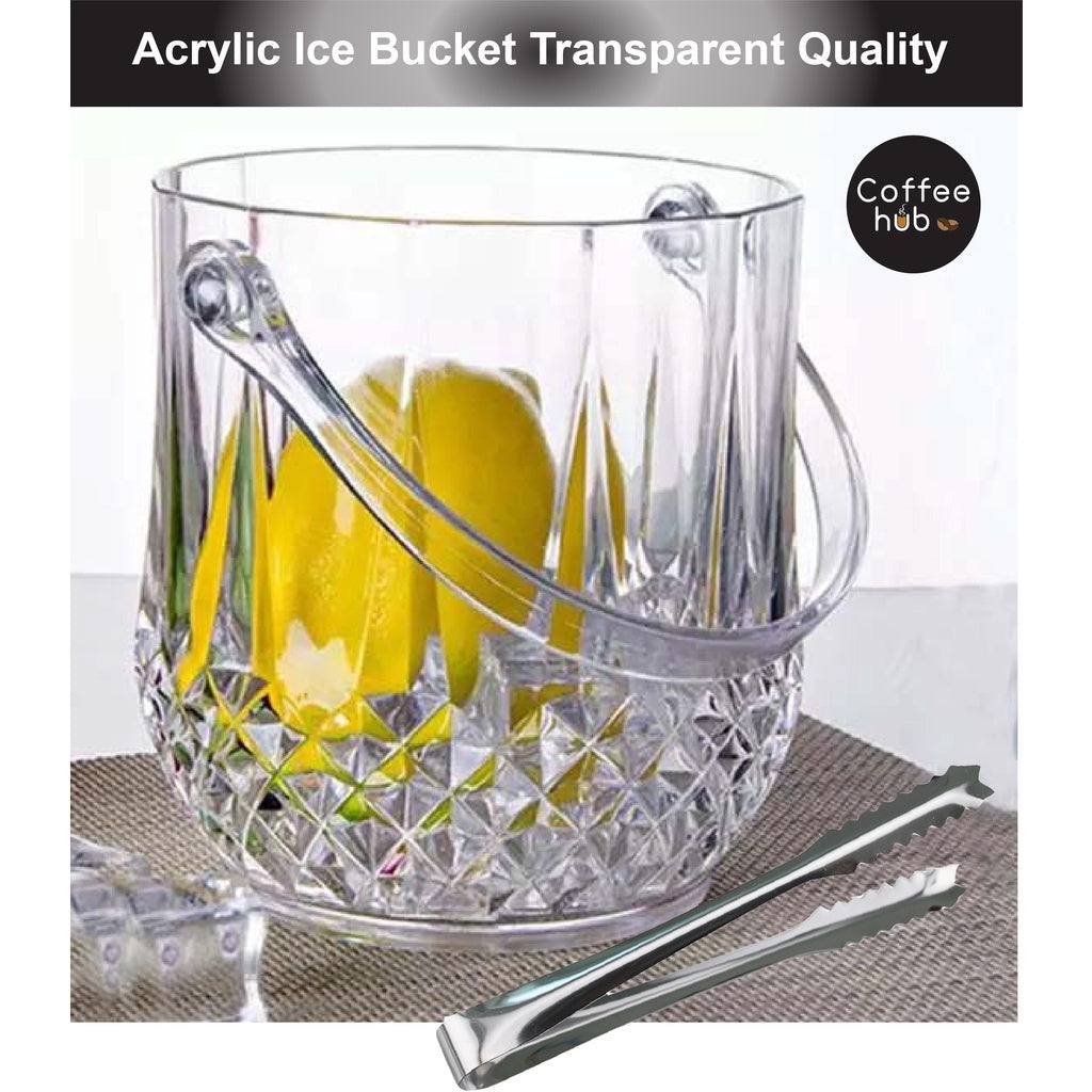 (Ready Stock)Acrylic Ice Bucket Transparent Quality Drinks Bar Storage Portable Handheld Container