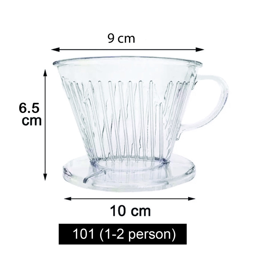 (Ready Stock)Espresso Coffee Hand Drip Filter Fan Shape Transparent Dripper 1-4 Cups 101 102 Brewing