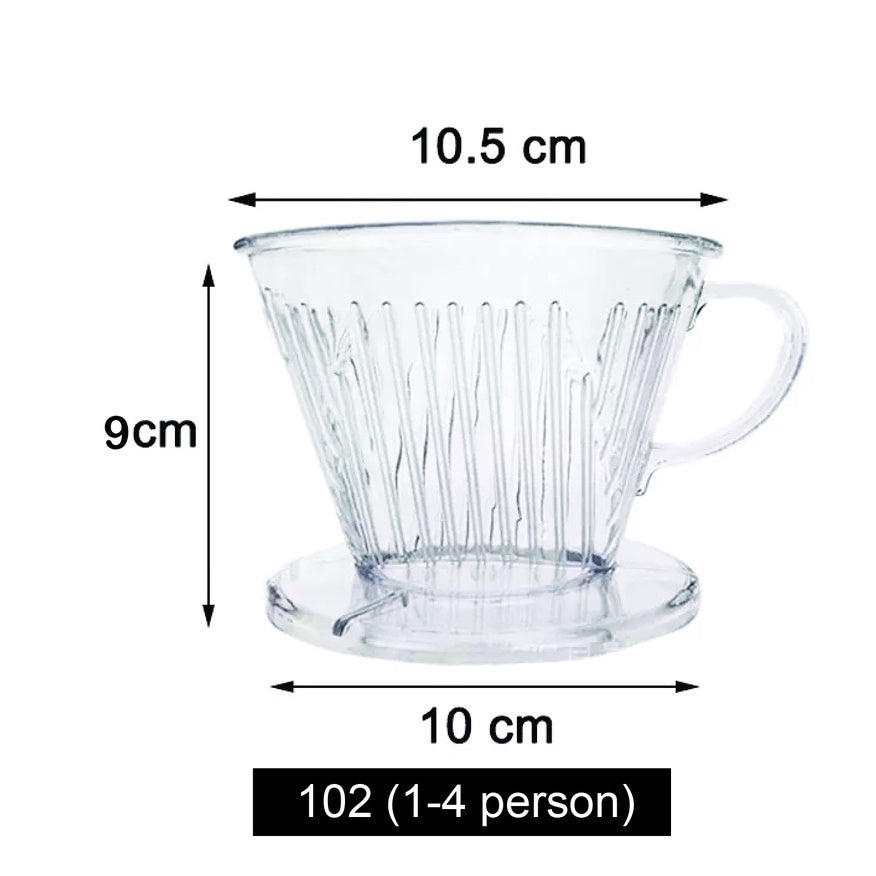 (Ready Stock)Espresso Coffee Hand Drip Filter Fan Shape Transparent Dripper 1-4 Cups 101 102 Brewing