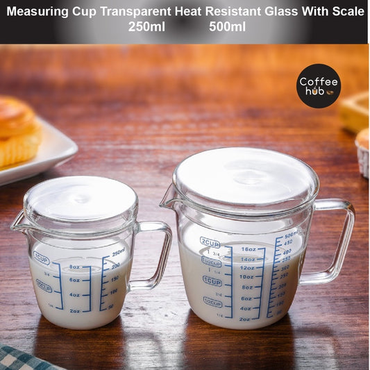 (READY STOCK)Heat Resistant Glass Measuring Cup With Scale Kitchen Baking Transparent  Tea Milk Jug 250ml/500ml