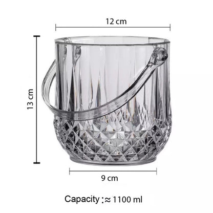 (Ready Stock)Acrylic Ice Bucket Transparent Quality Drinks Bar Storage Portable Handheld Container