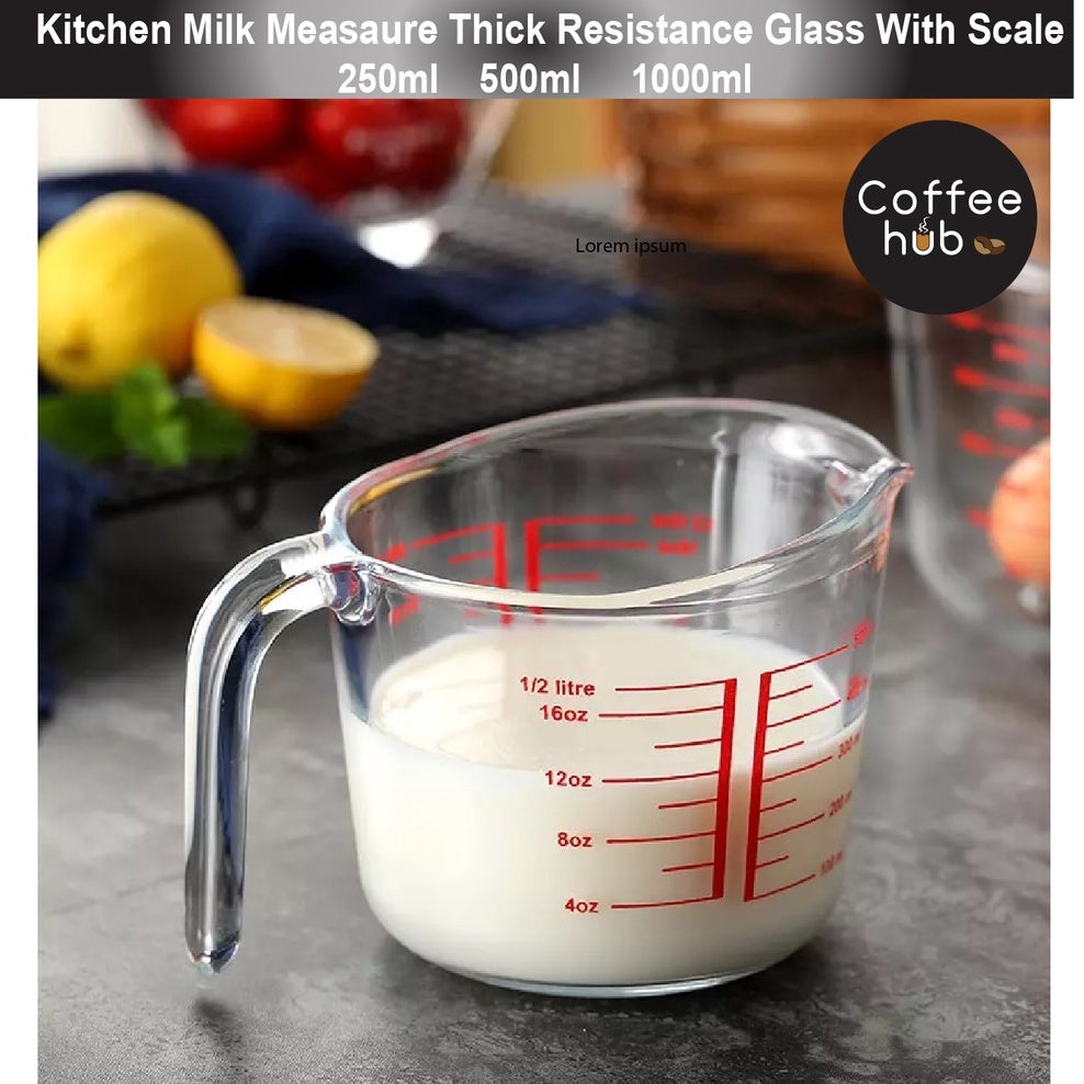 (READY STOCK)High Temperature Microwave Resistant Thick Glass Measuring Cup With Scale Kitchen Baking Transparent Jug