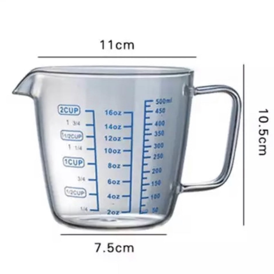 (READY STOCK)Heat Resistant Glass Measuring Cup With Scale Kitchen Baking Transparent  Tea Milk Jug 250ml/500ml