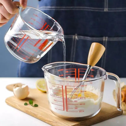 (READY STOCK)High Temperature Microwave Resistant Thick Glass Measuring Cup With Scale Kitchen Baking Transparent Jug