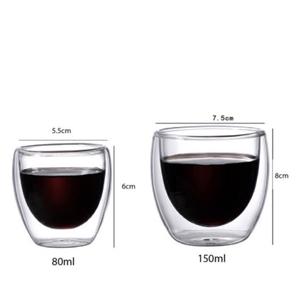 (Ready Stock)Coffee Espresso Tea Double Wall Borosilicate Glass Cup Mug Handle 80ml 150ml 250ml 350ml 450ml