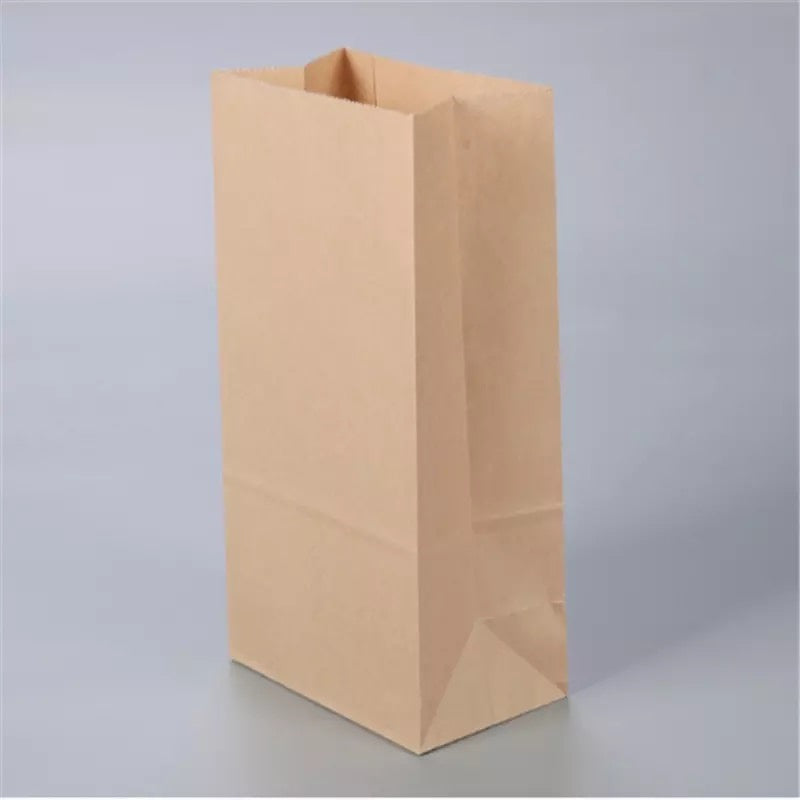 （READY STOCK)Brown Kraft Paper Takeaway Bags Gift Packaging Biscuit Bread Restaurant Cafe 100pcs