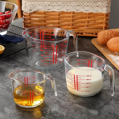 (READY STOCK)High Temperature Microwave Resistant Thick Glass Measuring Cup With Scale Kitchen Baking Transparent Jug