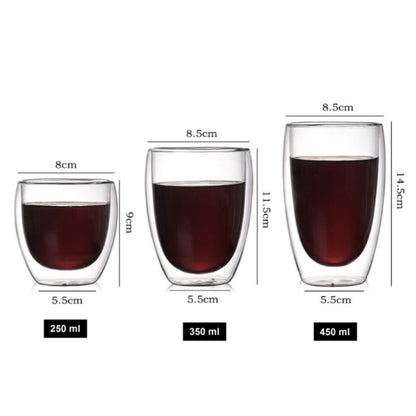 (Ready Stock)Coffee Espresso Tea Double Wall Borosilicate Glass Cup Mug Handle 80ml 150ml 250ml 350ml 450ml