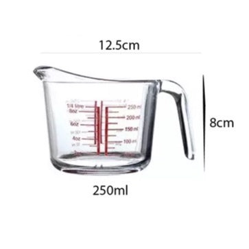 (READY STOCK)High Temperature Microwave Resistant Thick Glass Measuring Cup With Scale Kitchen Baking Transparent Jug