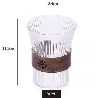 (Ready Stock)Coffee Juice Whiskey Wine Thickened Vertical Stripe Glass Retro Style 170ml 270ml 300ml 350ml 370ml