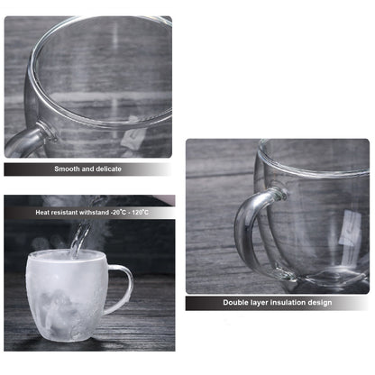 (Ready Stock)Coffee Espresso Tea Double Wall Borosilicate Glass Cup Mug Handle 80ml 150ml 250ml 350ml 450ml