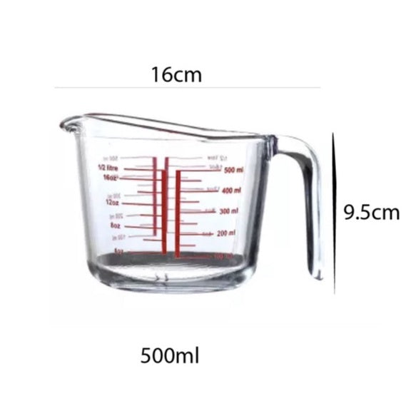 (READY STOCK)High Temperature Microwave Resistant Thick Glass Measuring Cup With Scale Kitchen Baking Transparent Jug