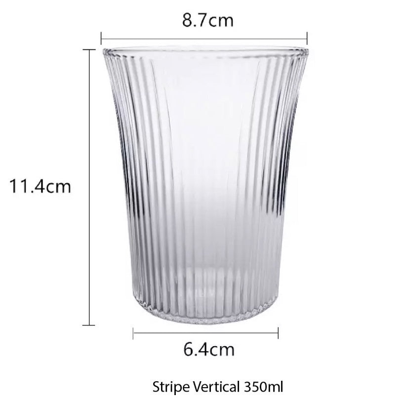 (Ready Stock)Coffee Juice Whiskey Wine Thickened Vertical Stripe Glass Retro Style 170ml 270ml 300ml 350ml 370ml