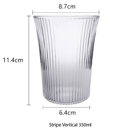 (Ready Stock)Coffee Juice Whiskey Wine Thickened Vertical Stripe Glass Retro Style 170ml 270ml 300ml 350ml 370ml