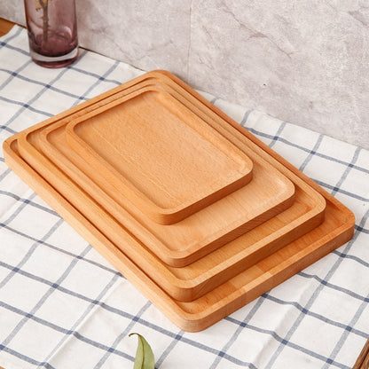 (READY STOCK)Beech Wooden Food Tray Rectangle Chopping Board Tea Trays Wood Plate Cake Decor Dishes Storage Tray