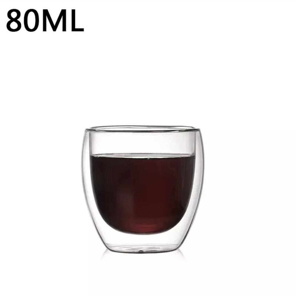 (Ready Stock)Coffee Espresso Tea Double Wall Borosilicate Glass Cup Mug Handle 80ml 150ml 250ml 350ml 450ml