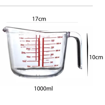 (READY STOCK)High Temperature Microwave Resistant Thick Glass Measuring Cup With Scale Kitchen Baking Transparent Jug