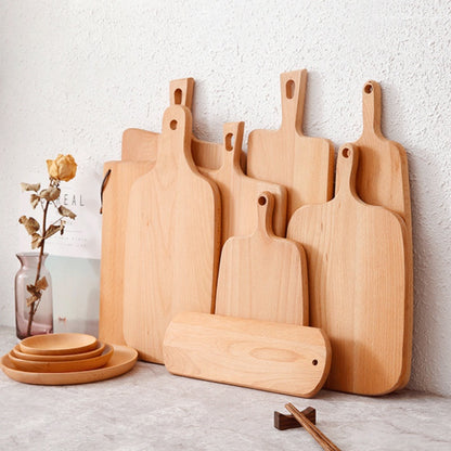 (READY STOCK)Beech Wooden Food Tray Rectangle Chopping Board Tea Trays Wood Plate Cake Decor Dishes Storage Tray