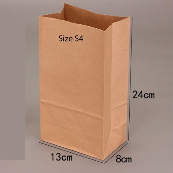 （READY STOCK)Brown Kraft Paper Takeaway Bags Gift Packaging Biscuit Bread Restaurant Cafe 100pcs