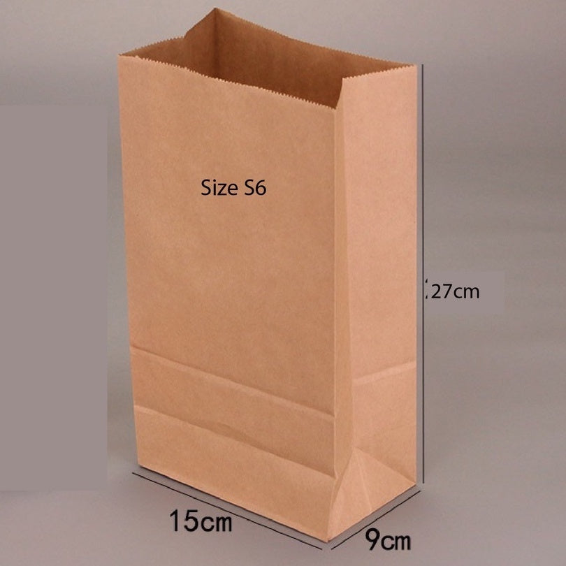 （READY STOCK)Brown Kraft Paper Takeaway Bags Gift Packaging Biscuit Bread Restaurant Cafe 100pcs