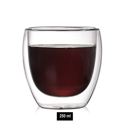 (Ready Stock)Coffee Espresso Tea Double Wall Borosilicate Glass Cup Mug Handle 80ml 150ml 250ml 350ml 450ml