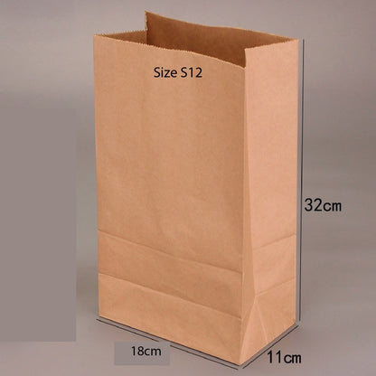 （READY STOCK)Brown Kraft Paper Takeaway Bags Gift Packaging Biscuit Bread Restaurant Cafe 100pcs