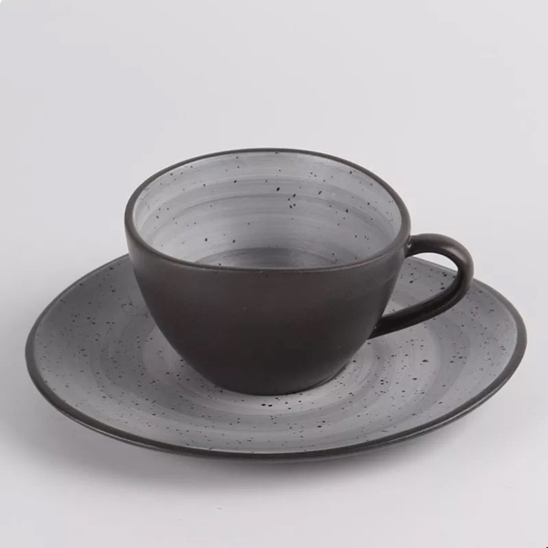 (Ready Stock)Creative Retro Coffee Tea Mug Ceramic Teacup Set Vintage European Style With Saucers Sets 210ml