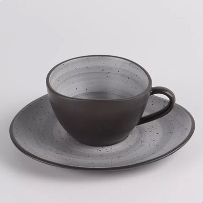 (Ready Stock)Creative Retro Coffee Tea Mug Ceramic Teacup Set Vintage European Style With Saucers Sets 210ml