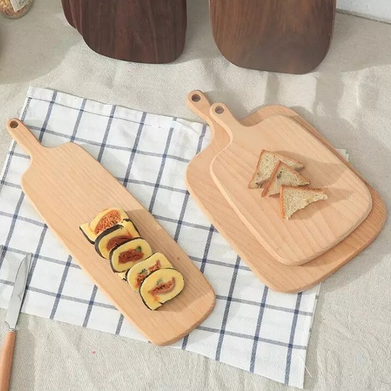 (READY STOCK)Beech Wooden Food Tray Rectangle Chopping Board Tea Trays Wood Plate Cake Decor Dishes Storage Tray