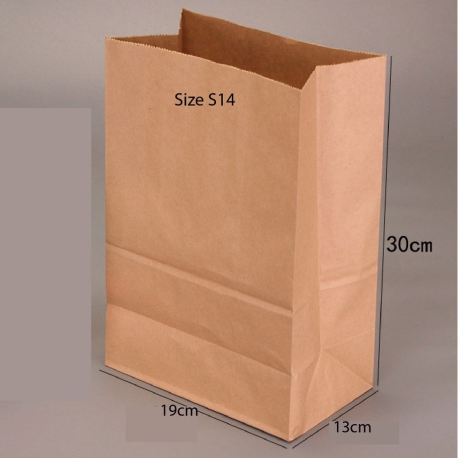 （READY STOCK)Brown Kraft Paper Takeaway Bags Gift Packaging Biscuit Bread Restaurant Cafe 100pcs