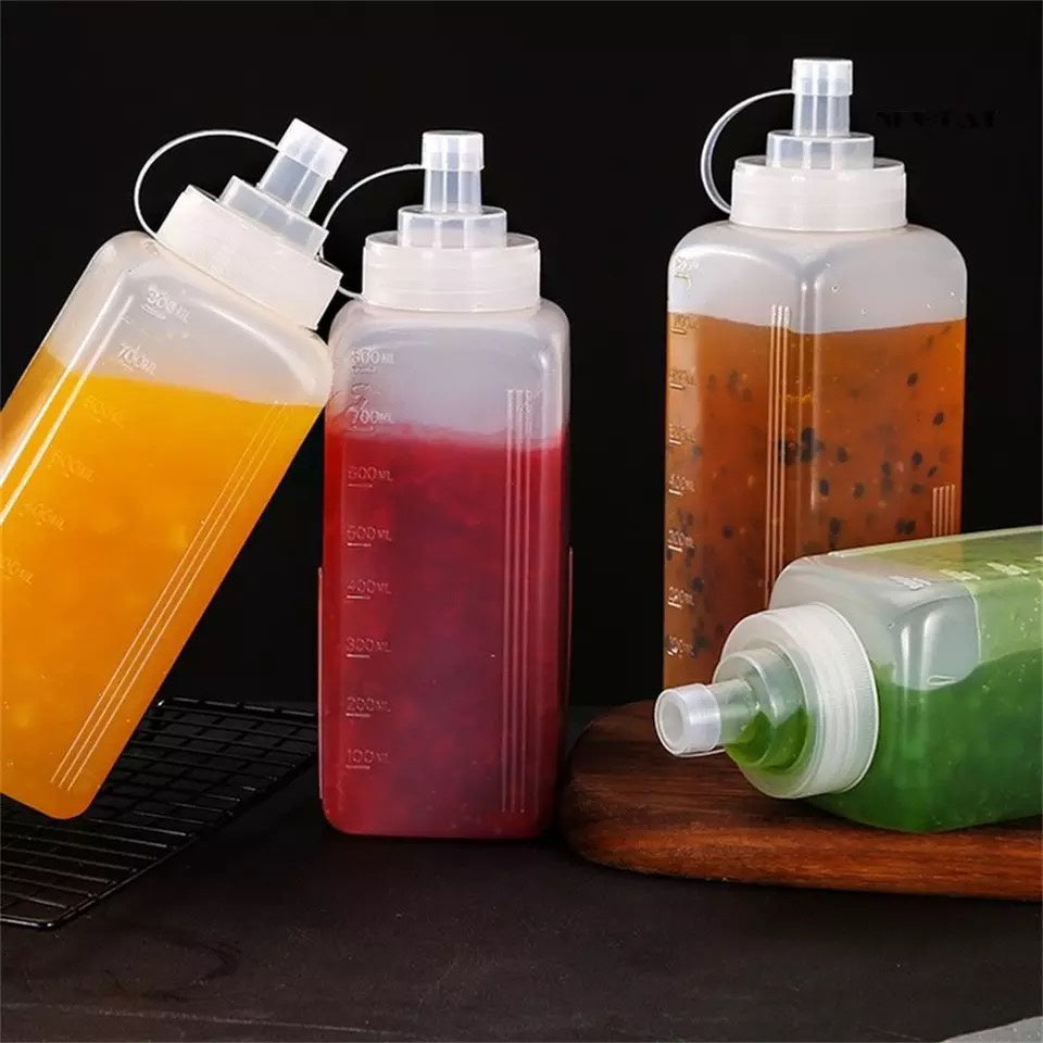 (READY STOCK)800/1000ml Plastic Condiment Bottles Squeeze Kitchen Leak Proof Seasoning Squeeze Bottle Dispenser Oil