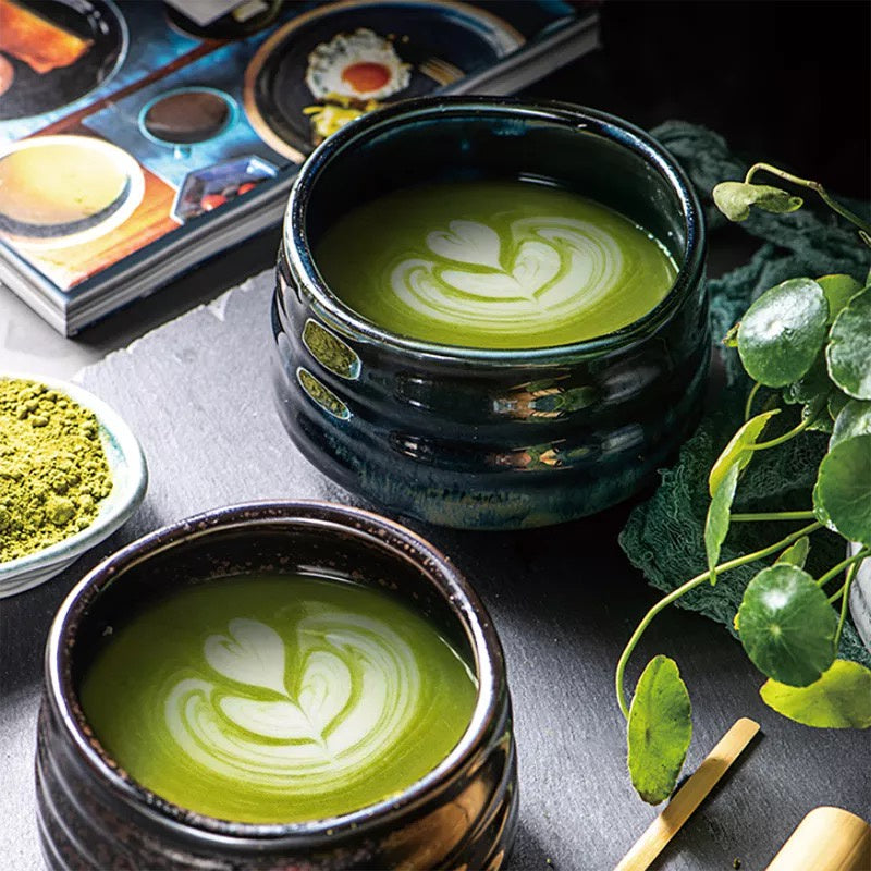 (Ready Stock)Matcha Ceramics Tea Bowl Chawan Japanese Style Green Tea Maker Matcha Latte 300ml 550ml Capacity