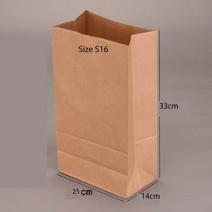 （READY STOCK)Brown Kraft Paper Takeaway Bags Gift Packaging Biscuit Bread Restaurant Cafe 100pcs