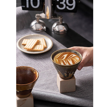 (Ready Stock)Coffee Latte Cups With Holder Funnel Shape Mug 180ml