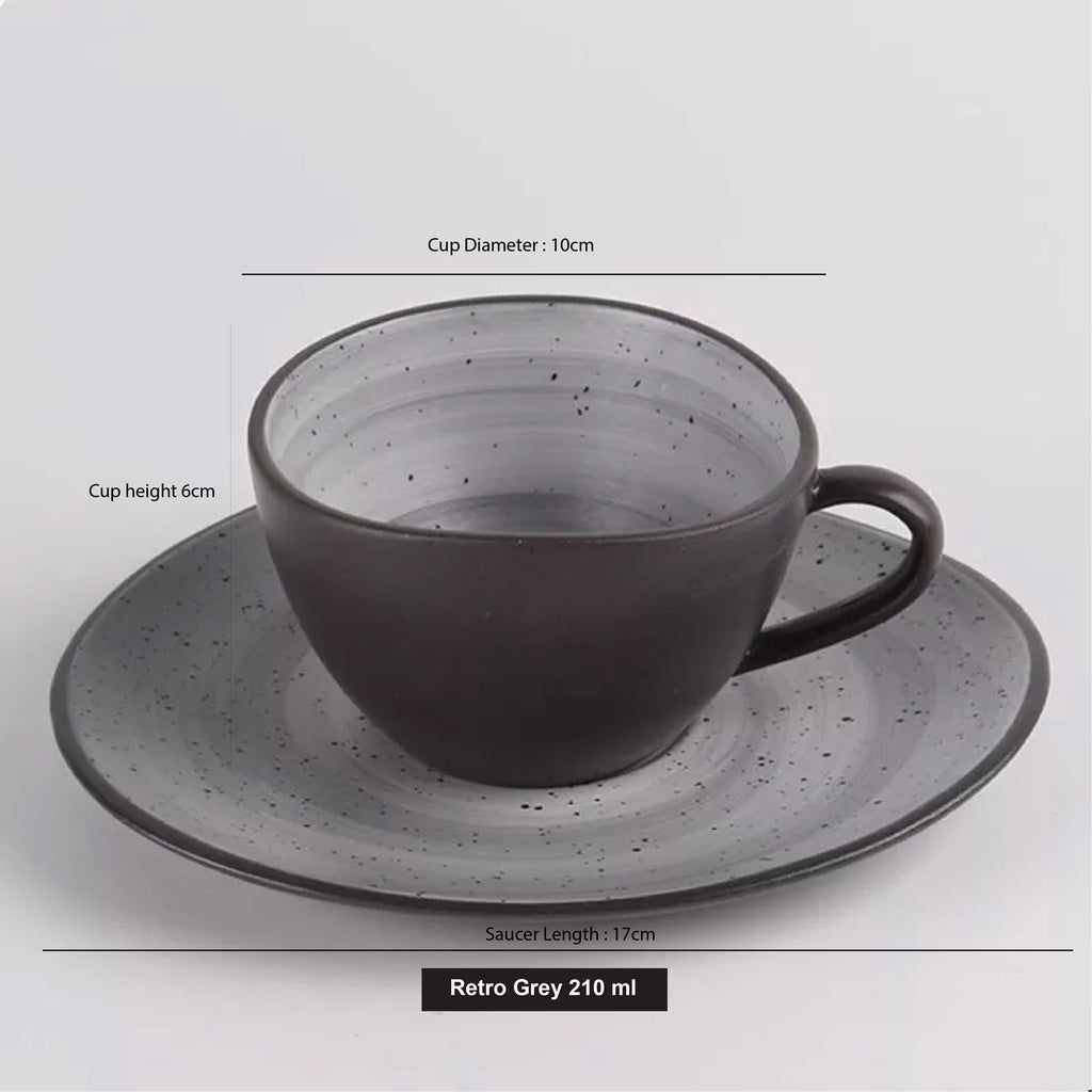 (Ready Stock)Creative Retro Coffee Tea Mug Ceramic Teacup Set Vintage European Style With Saucers Sets 210ml