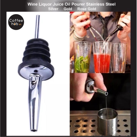 (Ready Stock)Wine Liquor Pourer Classic Bottle Tapered Spout Oil Wine Bottle Stopper Stainless Steel