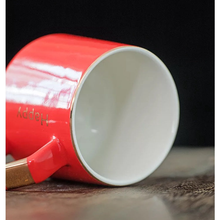 (READY STOCK)Coffee Tea Mug With Lid And Spoon Ceramic Creative Nordic Style 360ml