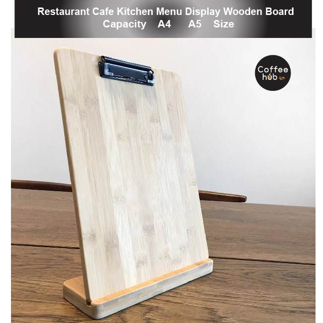 (Ready Stock)Wooden Holder Menu Service Stand Support Notes Clamps A4 A5 Restaurant Cafe Sign Display