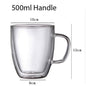 (Ready Stock)Coffee Espresso Tea Double Wall Borosilicate Glass Cup Mug Handle 80ml 150ml 250ml 350ml 450ml