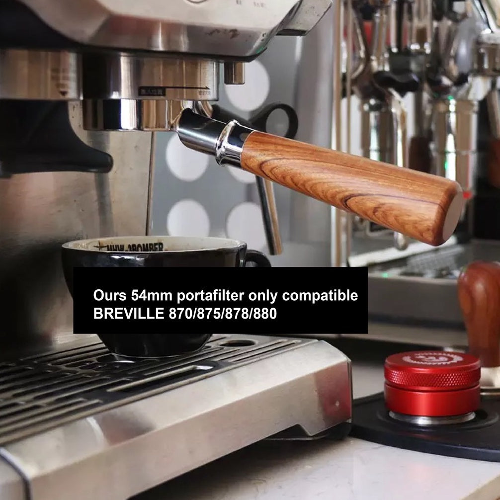 (Ready Stock)Espresso Coffee Machine Naked Portafilter Stainless Steel Wood Handle Bottomless 51mm 54mm 58mm