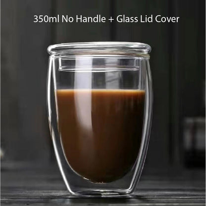 (Ready Stock)Coffee Espresso Tea Double Wall Borosilicate Glass Cup Mug Handle 80ml 150ml 250ml 350ml 450ml