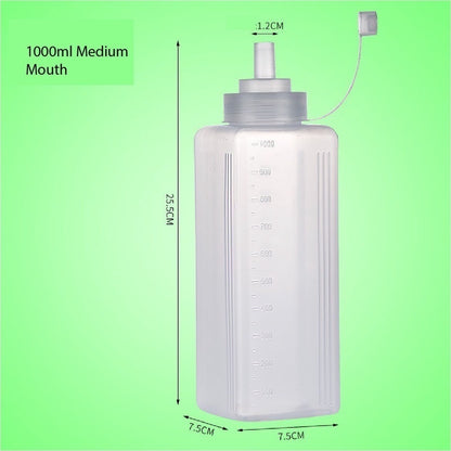 (READY STOCK)800/1000ml Plastic Condiment Bottles Squeeze Kitchen Leak Proof Seasoning Squeeze Bottle Dispenser Oil